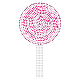 Pink Lollipop Iron on Rhinestone Motif