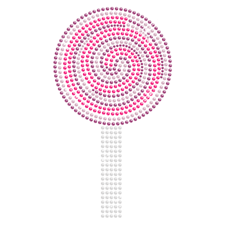 Pink Lollipop Iron on Rhinestone Motif