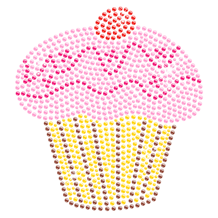 Hot-fix Cupcake with Berry Rhinestone Image
