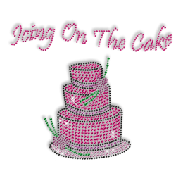 Sparkling Rhinestone Pink Cake Iron on Transfer Design for Shirts