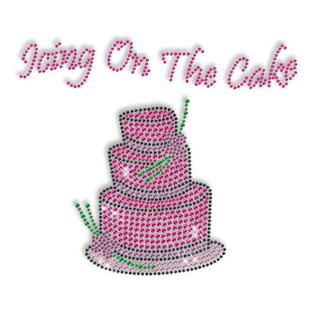 Sparkling Rhinestone Pink Cake Iron on Transfer Design for Shirts