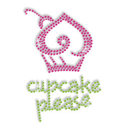 Cute Clear Cupcake Please Iron on Sequin Design