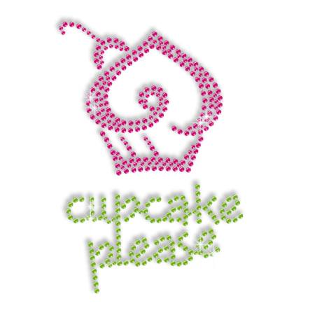 Cute Clear Cupcake Please Iron on Sequin Design