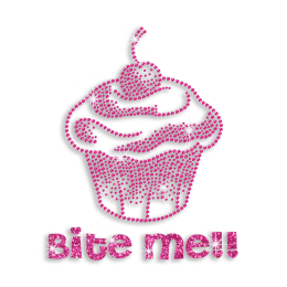 Pink Cupcake Bite Me Heat Press Neon Stud Iron-on Transfer