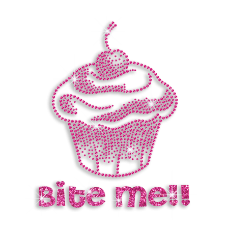 Pink Cupcake Bite Me Heat Press Neon Stud Iron-on Transfer