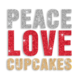 Bling Peace Love Cupcake Glitter Iron-on Transfer