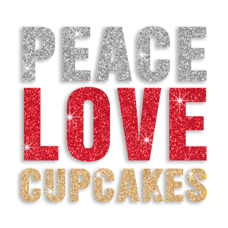 Bling Peace Love Cupcake Glitter Iron-on Transfer