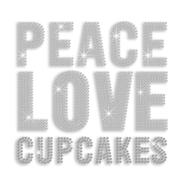 Crystal Peace Love Cupcake Hotfix Iron-on Rhinestone Transfer