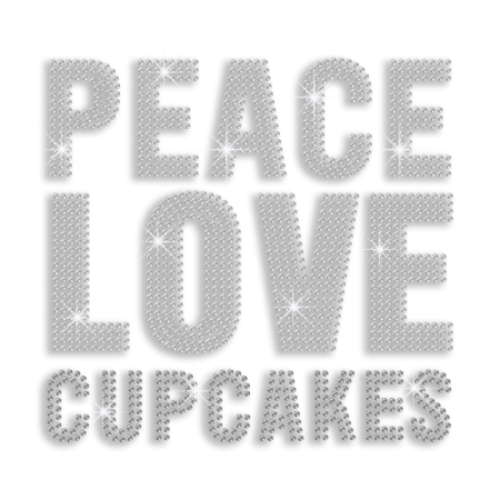 Crystal Peace Love Cupcake Hotfix Iron-on Rhinestone Transfer