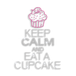 Cute Keep Calm and Eat A Cupcake Iron-on Rhinestone Transfer Design