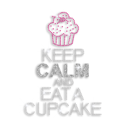 Bling Keep Calm and Eat A Cupcake Iron-on Glitter Rhinestone Transfer