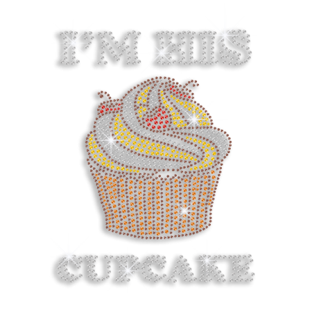 Sparkly I'm His Cupcake Iron-on Rhinestone Transfer