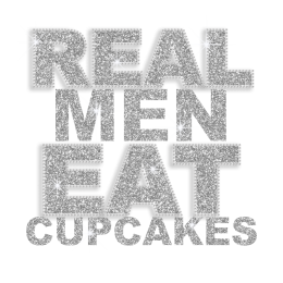Silver Real Men Eat Cupcakes Hot-fix Glitter Iron-on Transfer