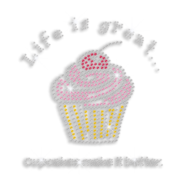 Colorful Great Cupcake Life Iron-on Rhinestone Transfer