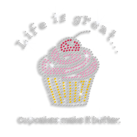 Colorful Great Cupcake Life Iron-on Rhinestone Transfer