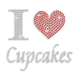 Bling I Heart Cupcakes Hotfix Rhinestone Transfer