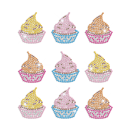 Colorful Cupcakes Heat Press Rhinestone Transfer