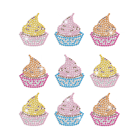 Colorful Cupcakes Heat Press Rhinestone Transfer