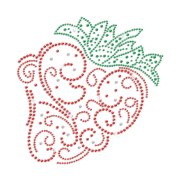 Floral Strawberry Iron on Rhinestone Transfer