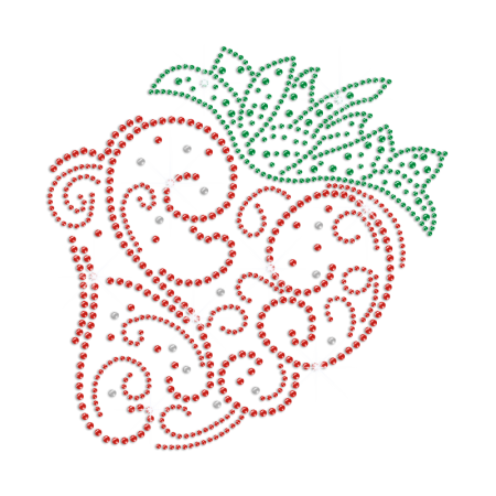 Floral Strawberry Iron on Rhinestone Transfer