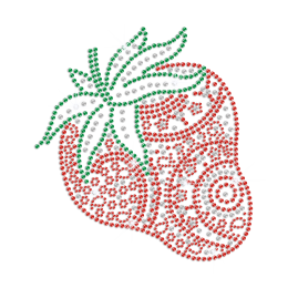 Unique Bling Strawberry Iron on Rhinestone Motif