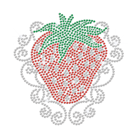 Cute Red Strawberry Hotfix Rhinestone Motif