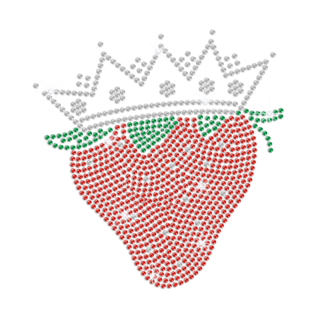 Red Strawberry in Crown Iron on Rhinestone Transfer