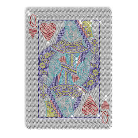 Playing Cards Queen Heart Rhinestone Hotfix Transfer