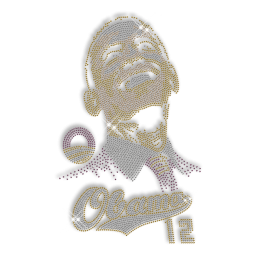 Custom Sparkling Figure of Obama Diamante Iron on Transfer Design for Shirts