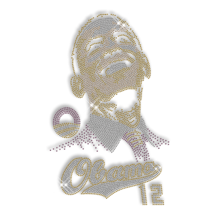 Custom Sparkling Figure of Obama Diamante Iron on Transfer Design for Shirts
