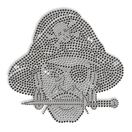 Wholesale Shinning Black Hat Pirate Rhinestone Iron on Transfer Design for Shirts