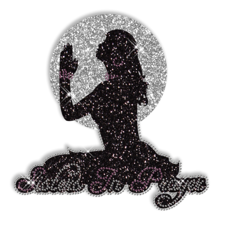 Shining Sisters in Prayer Rhinestone Iron on Transfer Design for Clothes