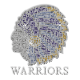 Sparkling Warriors Head Rhinestone and Glitter Iron on Transfer Pattern for Shirts