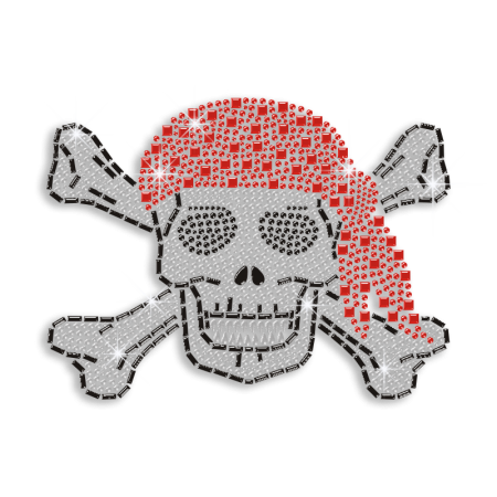 Custom Pirate Skull Rhinestone Nailhead Iron on Transfer