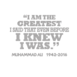 Crystal Motto of Greatest Muhammad Ali Iron on Rhinestone Transfer