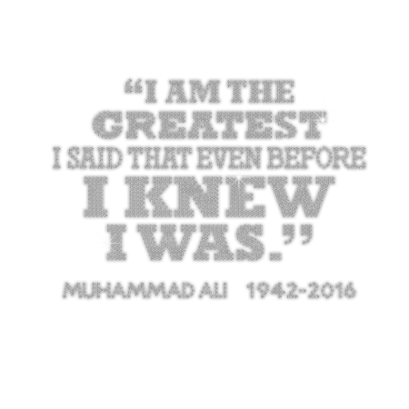 Crystal Motto of Greatest Muhammad Ali Iron on Rhinestone Transfer