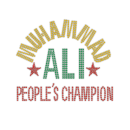 Muhammad ALI People\'s Champion Iron on Rhinestone Transfer Decal