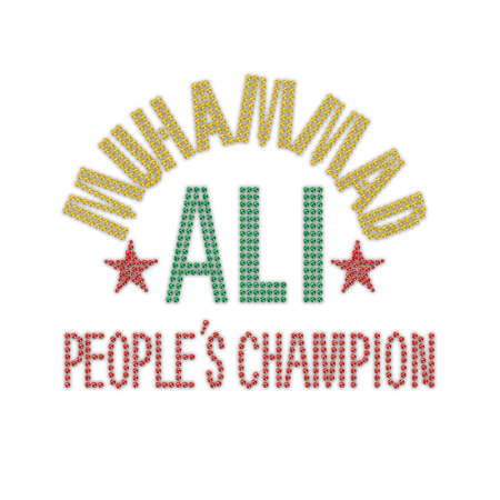 Muhammad ALI People's Champion Iron on Rhinestone Transfer Decal