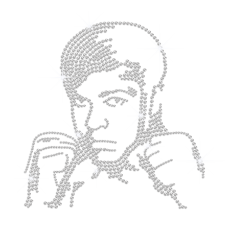 Crystal Portrait of Muhammad ALI Rhinestone Iron On