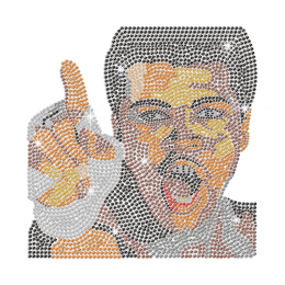 Yelling for Muhammad ALI Iron on Rhinestone Transfer Motif