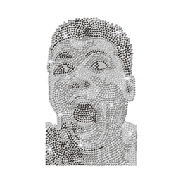 Homemade Portrait of Muhammad ALI Iron on Rhinestone Transfer Motif