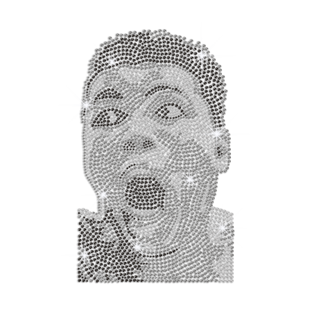 Homemade Portrait of Muhammad ALI Iron on Rhinestone Transfer Motif