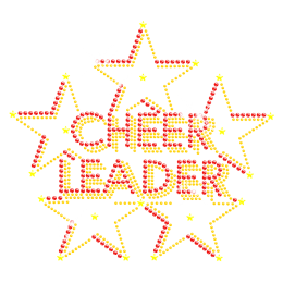 Glittering Five-star Cheer Leader Iron on Rhinestone Transfer