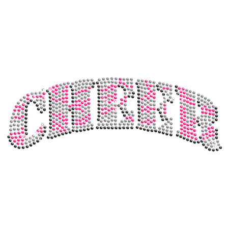 Light Pink n Crystal Cheer Rhinestone Iron ons for t shirt