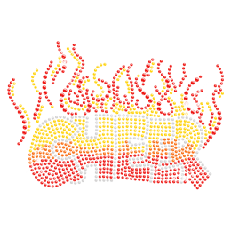 Iron on Rhinestone Flames Cheer Transfer Pattern