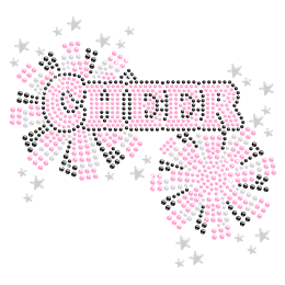 Iron on Glitter Cheer Rhinestone Bling Transfer