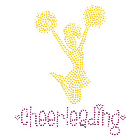 Rhinestone Bling Bling Iron on Cheer Girl Transfer