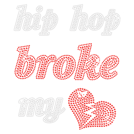 Hot fix Stone Hip Hop Break My Heart Rhinestone Transfer