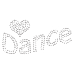 Iron on Clear Crystal Dance with Heart Rhinestone Transfer