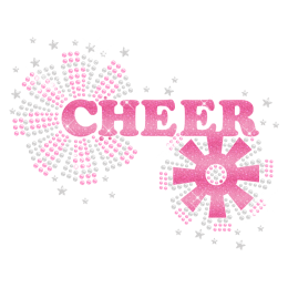 Shining Sweet Pink Cheer Hotfix Glitter Motif for Clothing